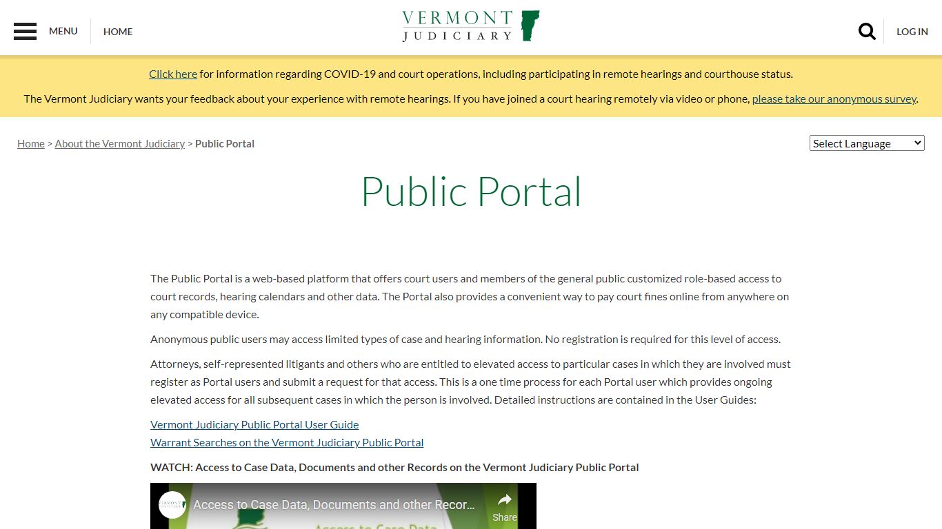 Public Portal | Vermont Judiciary